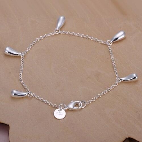 Bracelet Silver Plated Bracelet Silver Fashion Jewelry Bracelet Five Waterdrops Jewelry Wholesale Free Shipping klkw LH218