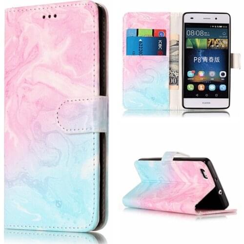 For Huawei P9 Lite Case Marble Texture PU Leather Flip Wallet Phone Cover with Card Holder For Huawei P8 Lite 2017 Fundas
