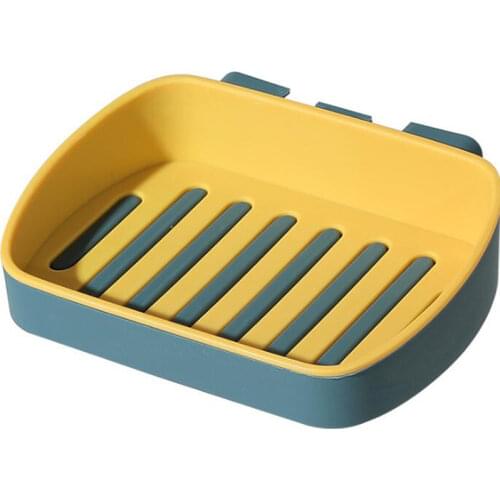 1pc Creative Double Drain Soap Box Soap Holde Soap Dish Storage Basket Box Stand Bathroom Accessories not punch