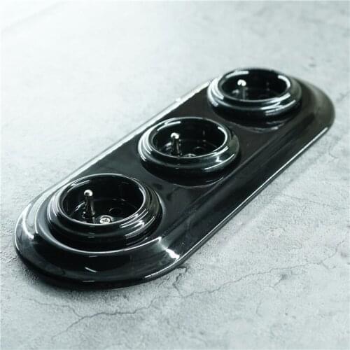 Flush-mounted Porcelain French Style Electrical Wall Socket Combination Outlet 240V 16A