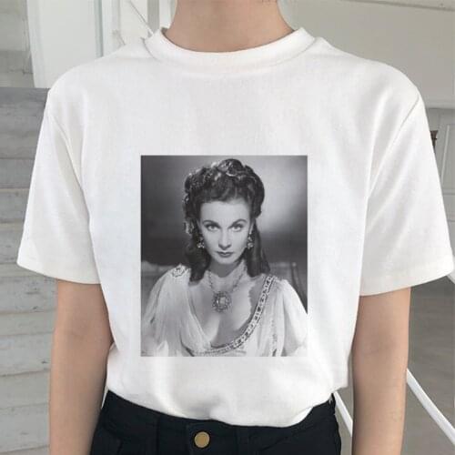 Vivien Leigh Sexy Crew Neck Tops Tshirt Summer White T-shirt Women Streetwear Vintage Harajuku Aesthetic Vogue Female T Shirt