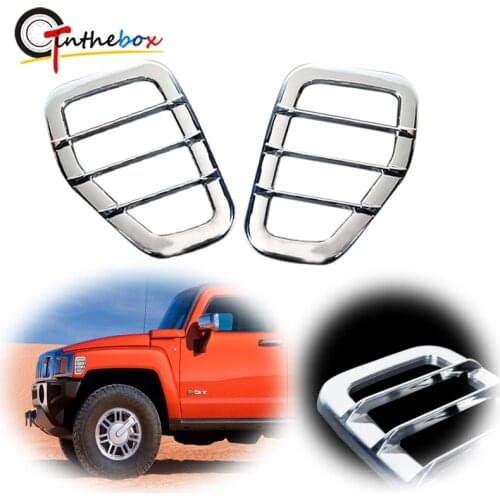 Chrome Silver/Carbon Fiber Type Front Side Marker Light Guard Trim Covers For 2005/2006-2010 Hummer H3/For 2009-2010 Hummer H3T