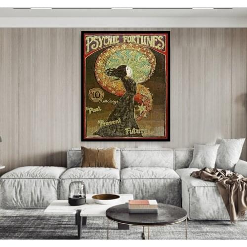 Art Nouveau Gypsy Circus Canvas Printmaking Pagan Mythology Psychedelic Bohemian Goddess Poster Wall Art for Home Decoration