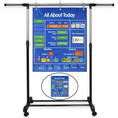 Calendar Hanging Bag Learning Toy Pocket Chart Month Teaching Aid Wall Hanging Kindergarten for Kids