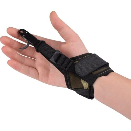 1 Pack Camo Compound Bow Release Aid Thumb Trigger Wrist Strap Youth Durable Metal Strength Archery Bow Free Shipping