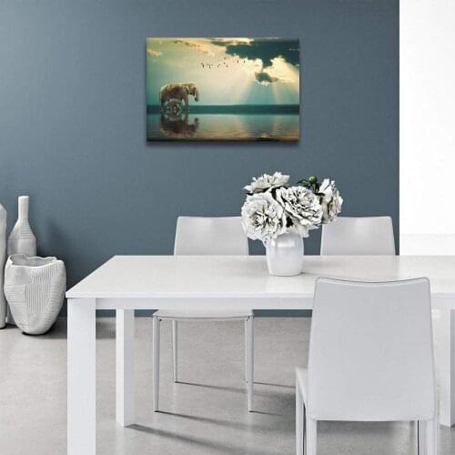 Buddha Light Elephant Painting 1 Panel Framed Wall Art Picture Print On Canvas For Home Decor Ready to Hang Drop shipping