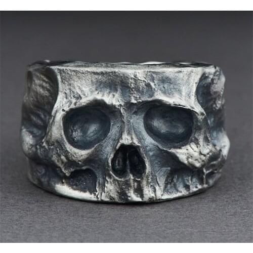 EYHIMD Gothic Black Mens Skull Ring 316L Stainless Steel Rings for Men Party Punk Biker Jewelry Gifts Male Bijoux
