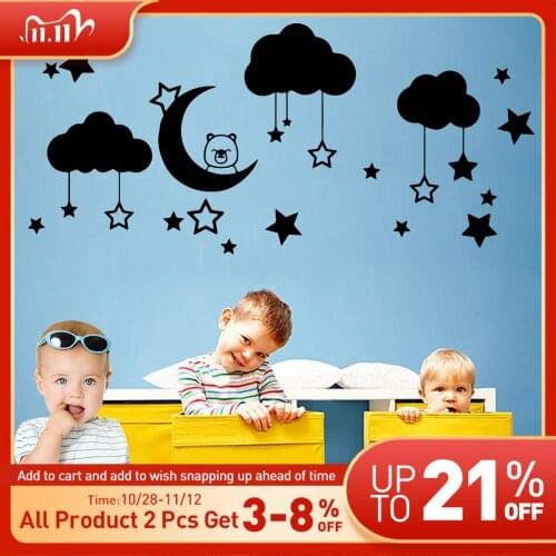 Creative Moon Clouds Stars Cartoon Waterproof Wall Stickers Home Decor Removable Wall Sticker For Kids Room