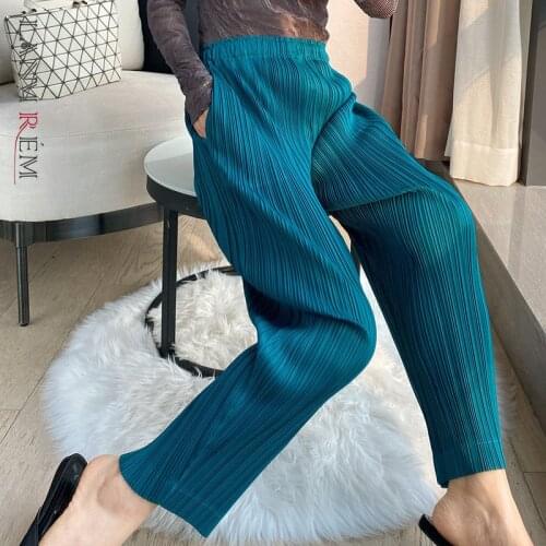 LANMREM Pleated Small Leg Straight Pants High Waist Harlan Solid Color Elastic Stretch Female Simple Trousers 2021 Summer 2D3743