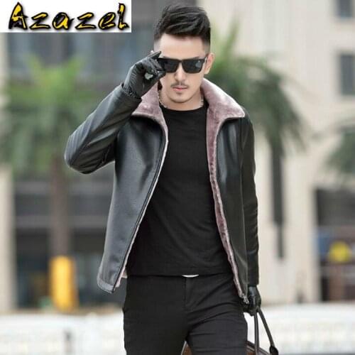 Hot 2020 Mens Winter New Jackets Fashion Business casua Men Leather Jacket Lapel zipper High Quality male Plus Velvet Fur Coat