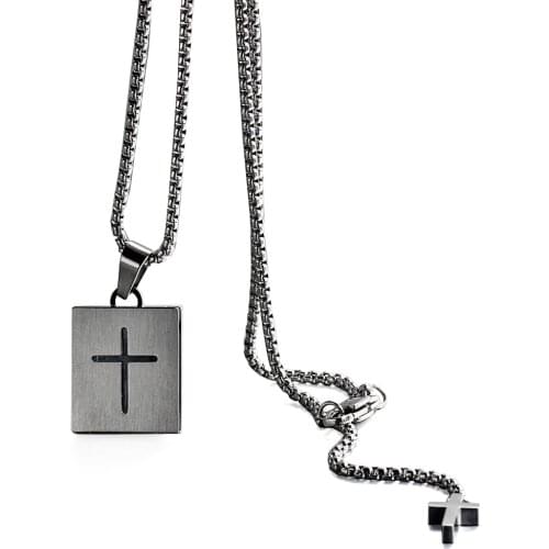 TF card micro SD card holder self-bombing slot cross pandent stainless steel fashion necklace