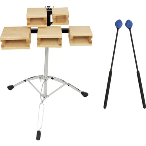 Drum Kit Wooden Cow Bell Cowbell Percussion Drum Instrument 5 Tone Clapper Drum Set Kit Accessories With Music Tripod Drumsticks