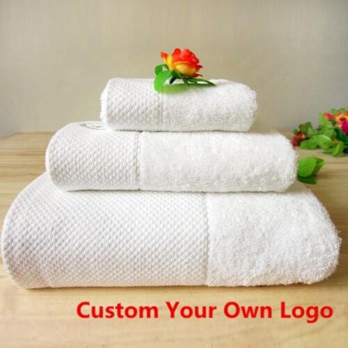 Custom Logo Towel Set 1000G 100% Egyptain Cotton 3PCS Set Bath+Face+Hand Towels Thickened Hotel White Bath Towels Home Textile