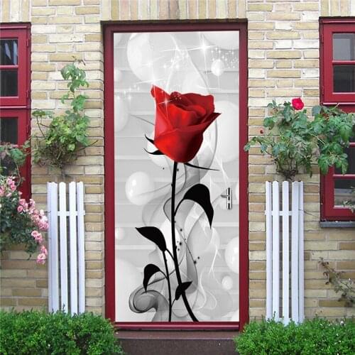 Romantic Red Rose Large Poster For Door Wallpaper Home Renovation Decor Living Room Wedding Party Lover Gift Self Adhesive Mural