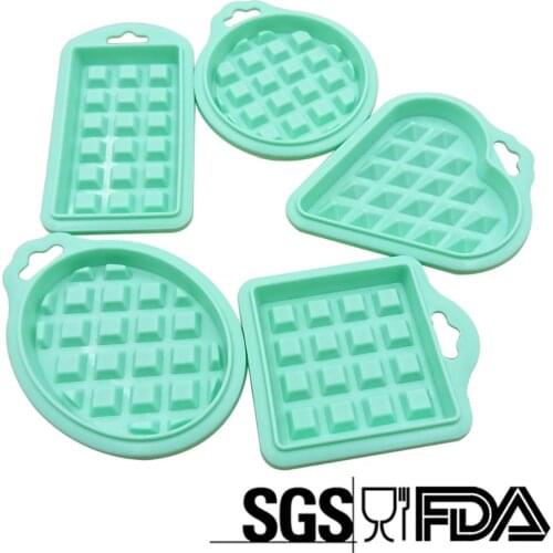 New 5Pcs Waffle Baking Silicone Molds Round Square Oval Heart Rectangle Shapes Non-Stick Cake Mould Maker Waffle Baker Kitchen