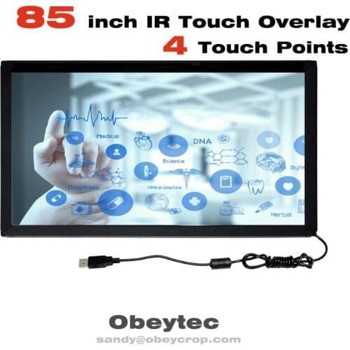 Obeytec 85 inches Infrared Touch Screen Panel, 4 touch Points, USB Port, Frame only, Black color, Easy Assembly, Fast Delivery