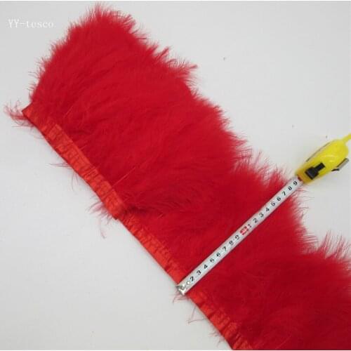 Wholesale Turkey Feather Trims 10 Yards Dyed Real Red Feather Fringes Ribbons for Dress Skirt Cloth Belt decorative Clothing