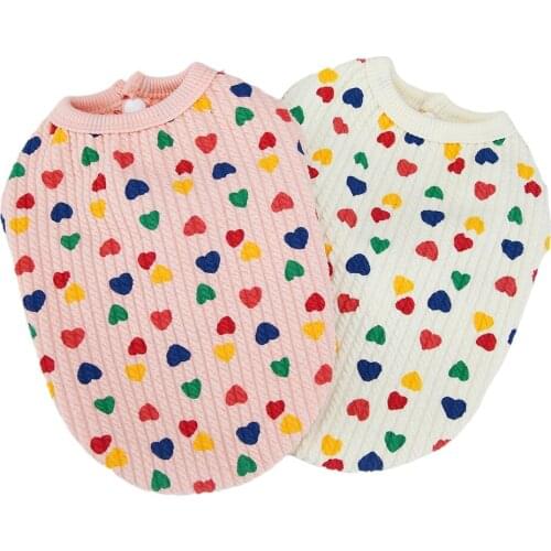 Autumn Winter Cat Dog Cardigan T-shirt Cute Heart Pet Clothes Dog Clothing Tee Shirt Puppy Costume Yorkie Poodle Bichon Clothes