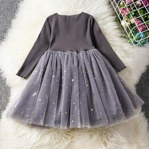 Autumn And Winter Children Clothes For Girls Dress Long Sleeve Sequined Clothes Stars Tutu Girl Casual Wear Party Dress