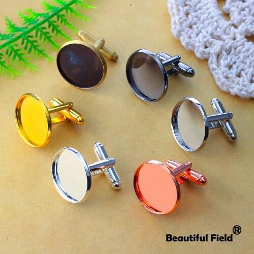 5pcs Fit 10mm 12mm 14mm 16mm 18mm 20mm Cufflink Settings Cabochon Base Round Cameo Blank Tray Copper Material