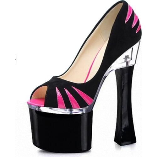 Princess nightclub sexy super high heels, 18CM tall fish mouth waterproof platform single shoe, temperament girl dancing shoes