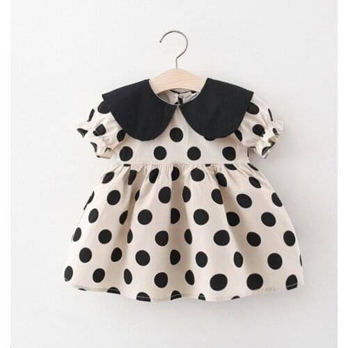 Toddler Girls Casual Clothes 2021 Polka-dot Dresses Short Lantern Sleeve O-neck Baby Girls Costumes Cute Outfits For 3M- 5T