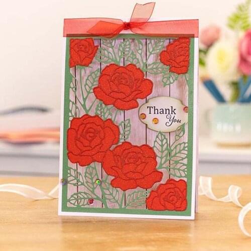 Rose Flowers Background Border Metal Cutting Dies Cut Die Mold Card Scrapbook Paper Craft Knife Mould Blade Punch Stencils 2021