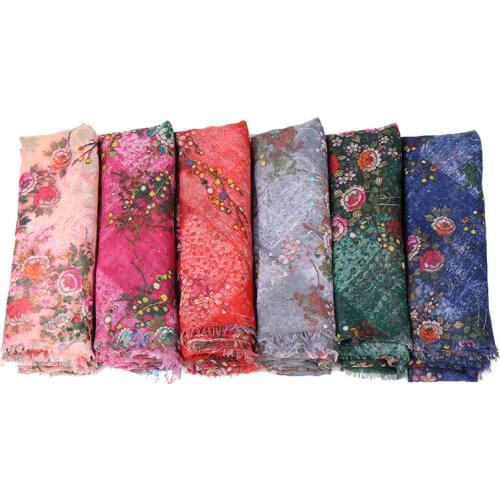 Floral Hijab scarf cotton shawls muslim scarves trubans long wraps fashion Islamic scarves 10pcs/lot