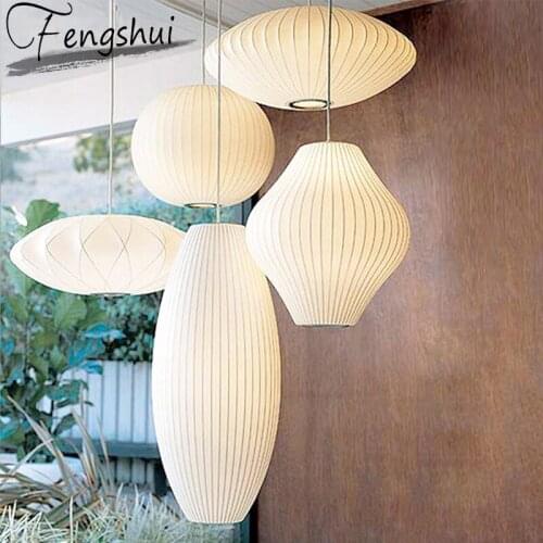 Japan Style Silk LED Pendant Lights Lighting Pendant Lamp Dining Living Room Restaurant Kitchen Fixtures Fabric Lamp Shade