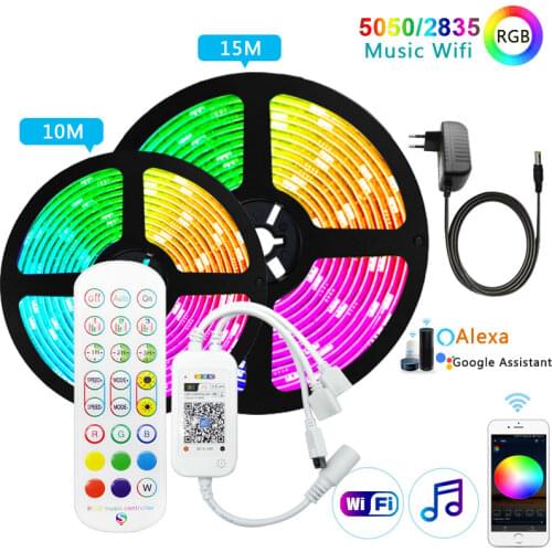20M 30M RGB LED Strip Lights 5050 2835 5M 10M 15M Leds Tape Ribbon DC 12V LED Strip Lamp IR WiFi Bluetooth Controller Adapter EU
