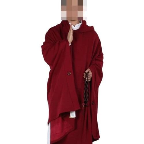 Spring&Winter unisex red warm buddhist suits martila arts cotton buddhism monks meditation cloak Lay capes carpet high quality