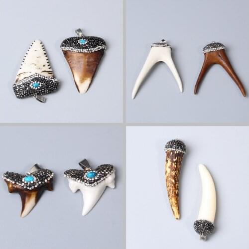 Vintage Ethnic Bull Skull Cow bone pendant tooth Skull charm pendant for jewelry making men women neckalce finding Brave warrior