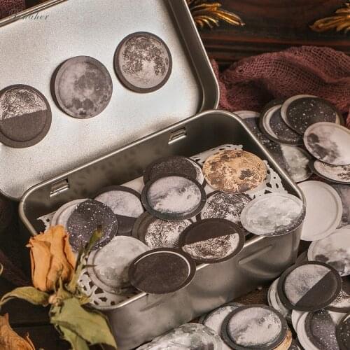 XINAHER 100pcs/lot Retro buttons Moon Material Paper Junk Journal Planner Scrapbooking Vintage Decorative DIY Craft Paper