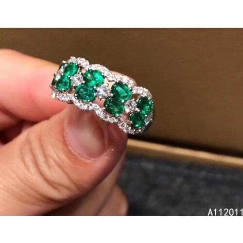 KJJEAXCMY fine jewelry 925 sterling silver inlaid natural gemstone Emerald vintage Womans new ring Support test with box