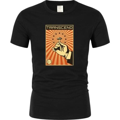 Transcend 2021 Funny Men Casual T-Shirt Vintage Poster Print Male T Shirts Harajuku Hand & Mushroom Cartoon Tee Top Camisetas