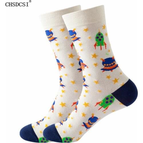 CHSDCSI Cotton Space Astronaut Planet Patterned Printed Funny Women Socks Novelty Cool Socks Christmas Gift Women Men Hip Hop