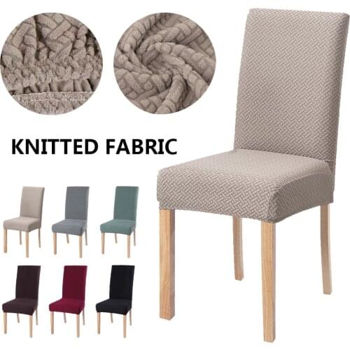 Jacquard thick solid color chair cover for dining room elastic Modern Slipcovers Furniture Cover Kitchen Wedding banquet