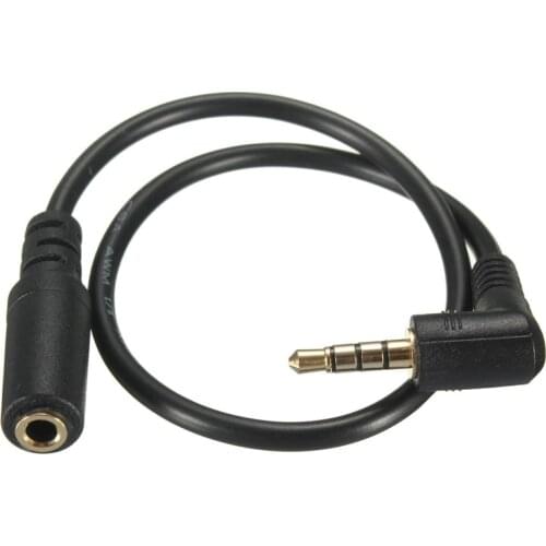 1pc 20cm 90 Degree Right Angled Audio Cable 3.5mm 4 Pole Male to Female Audio Cable Steteo Adapter for Earphone Jack