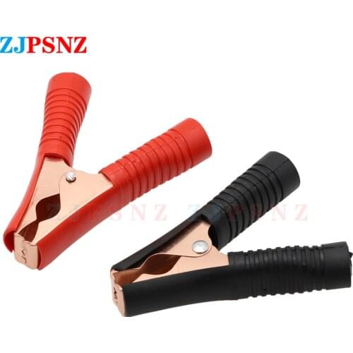 2Pcs/Set Hot 100A Car Alligator Clips Battery Clamps Crocodile Clip Red Black Positive Negative 90mm length Red Black Universal