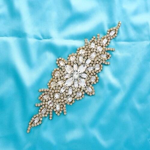 Beaded Chain Bridal Accessories Belt DIY Rhinestone Applique Trim Flat back Crystal Handmade Wedding Dresses Fashion S101