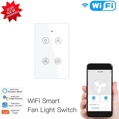 1-3PCS EU/US WiFi + RF433 Smart Ceiling Fan Light Switch 2/3 Way Control Smart Life/Tuya APP,with Alexa Google Home,Need Control