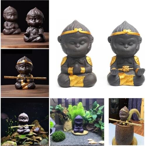 Ceramic Monkey King Figure Home Aquarium Decoration Chinese Legend Model for Garden Fish Tank Landscaping Ornament Sun Wukong