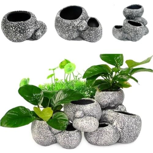 Ceramic Aquarium Stone Rock Ornament Water Plant Bonsai Pot Fish Tank Stone Decoration Shelter Fish Breeder Decorative Marbles