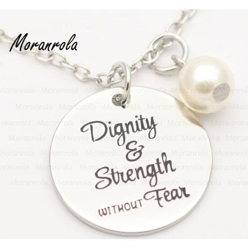 New arried"dignity and strength without fear"Copper necklace Keychain charm, Mothers Day Gift Proverbs 31:25