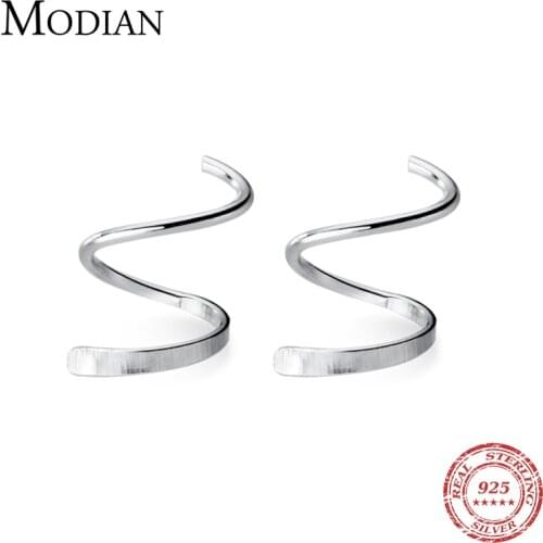 Modian Authentic 925 Sterling Silver Geometric Spiral Hoop Earring for Women Simple Gold Color Earring Fashion Fine Jewelry