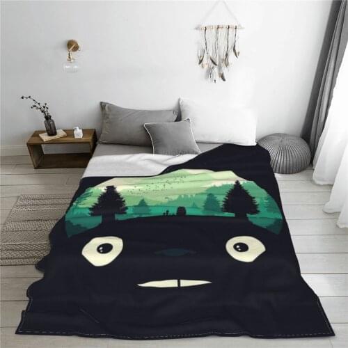 Soft warm flannel Totoros Lovely Cat blanket Japanese Anime Chibi blankets for airplane travel Bedspread Wrap
