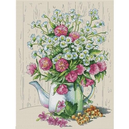 Daisy flower pot Counted Cross Stitch 11CT 14CT 18CT DIY Chinese Cross Stitch Kits Embroidery Needlework Sets