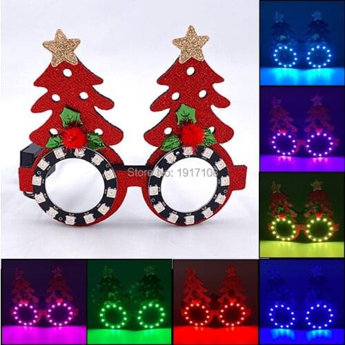 New Fashion Christmas Glasses Flashing LED Glasses for Christmas Glow Party Christmas Cute Cartoon Glasses for Kids Adults