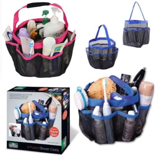 New Mesh Shower Tote Wash Bag Bathroom Shower Caddy Basket Pocket Portable Storage Package Fishnet Bags Pink Blue