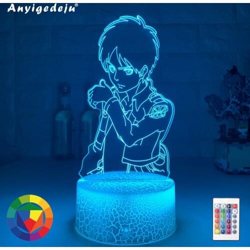 Newest 3d Led Night Lights Eren Yeager Figure Bedroom Decor Nightlight Dropshipping Battery Powered Lamp Attack on Titan Gifts